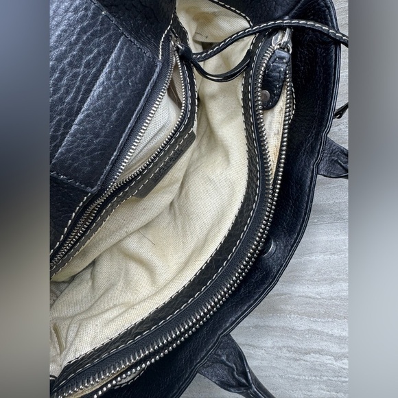 Y2K MICHAEL Michael Kors Greenwich Black Pebbled Leather Vintage Barrel Bag - Picture 6 of 13